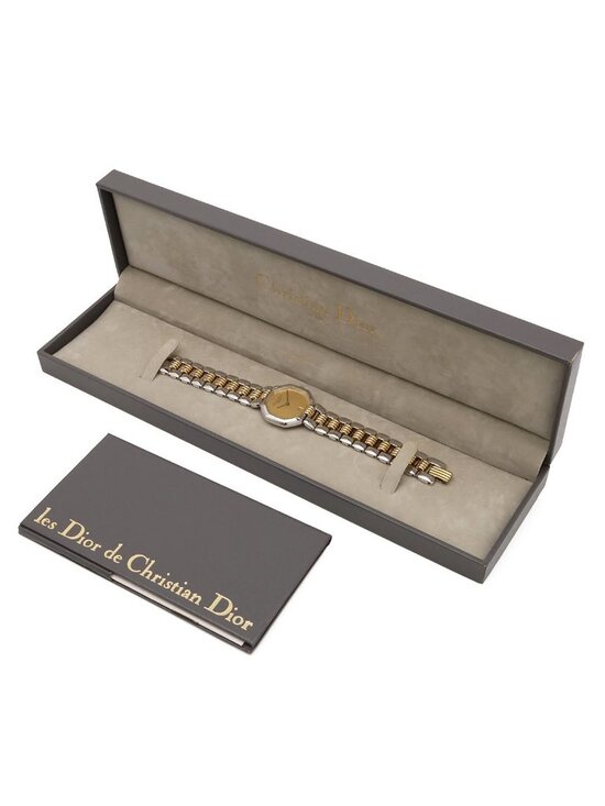 Dior Octagon Gold Dial SS Quartz Watch 48